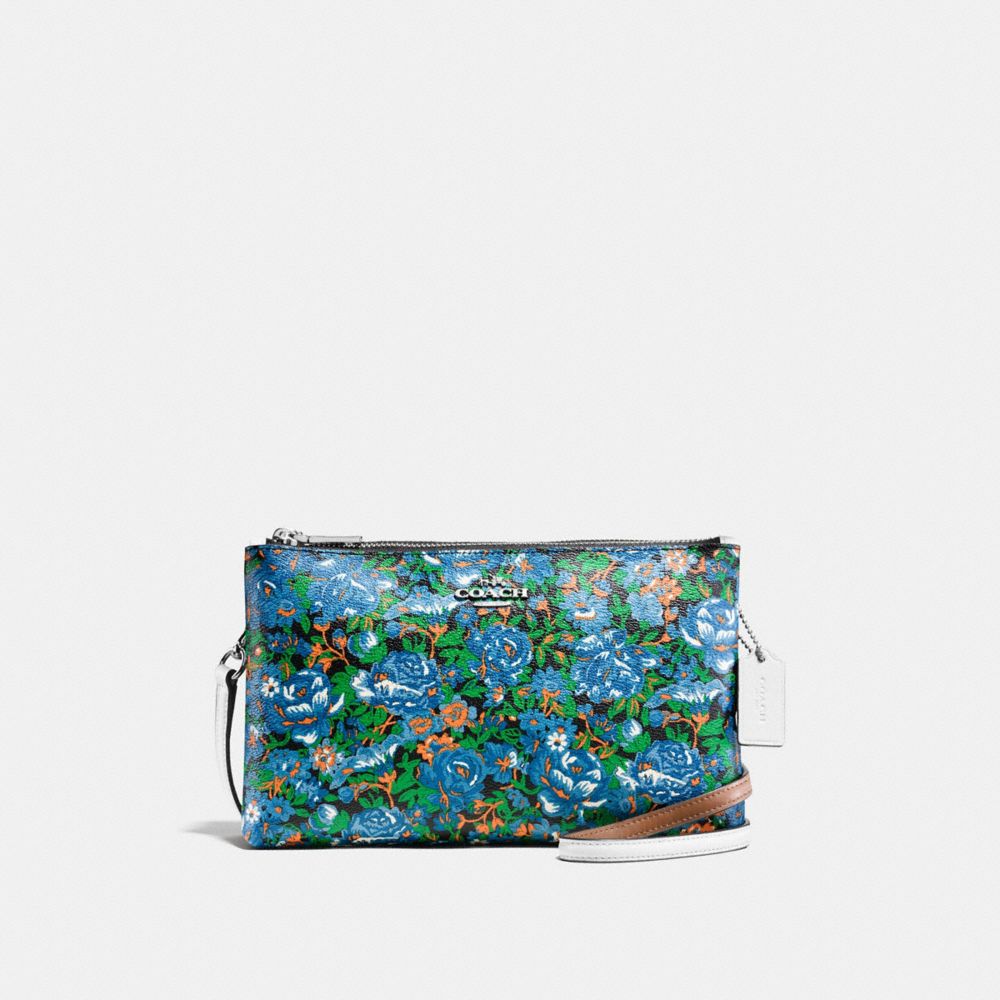 LYLA CROSSBODY IN ROSE MEADOW FLORAL PRINT COATED CANVAS - f57922 - SILVER/BLUE MULTI