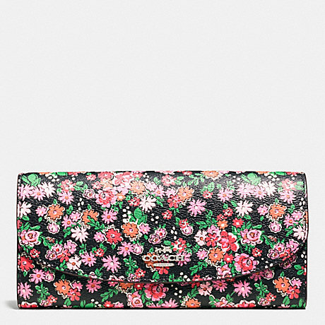 COACH f57962 SLIM ENVELOPE WALLET IN POSEY CLUSTER FLORAL PRINT COATED CANVAS SILVER/PINK MULTI