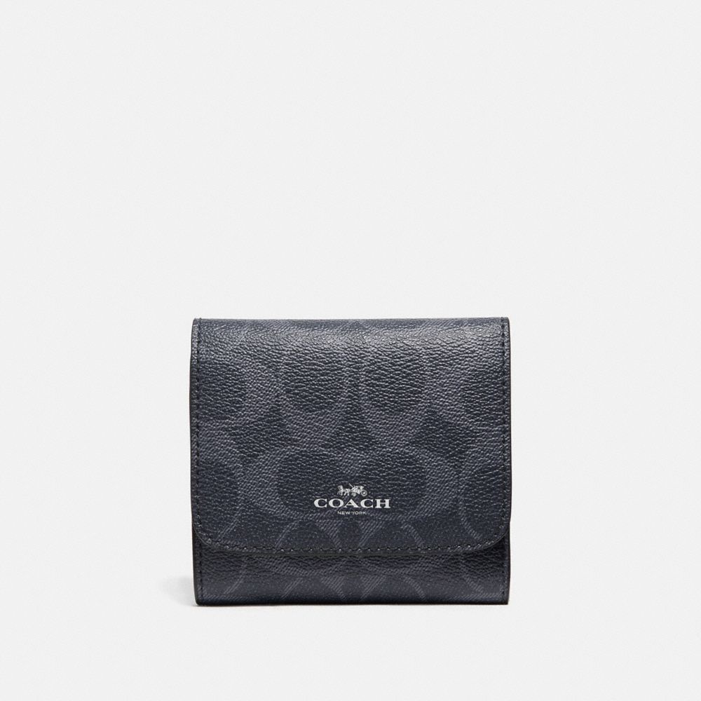 SMALL WALLET IN SIGNATURE CANVAS - F57982 - DENIM MIDNIGHT/SILVER