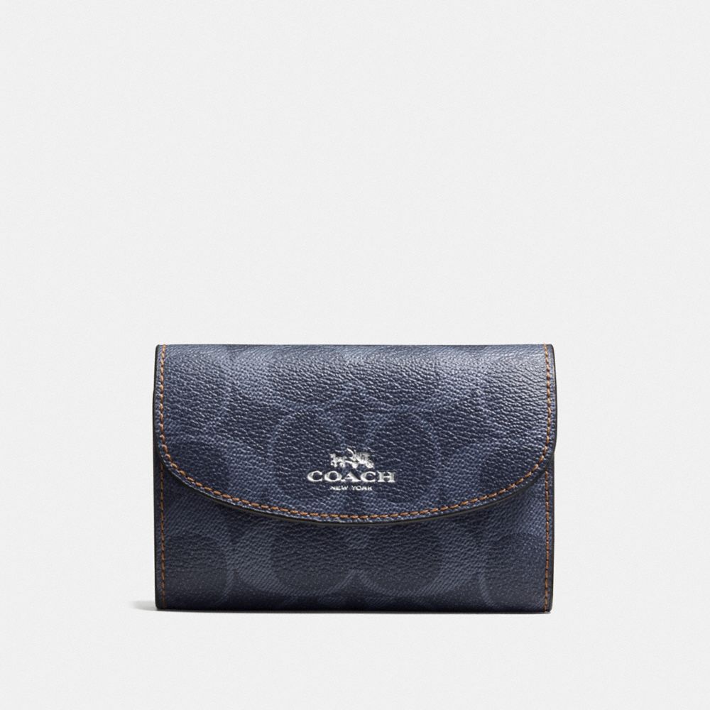 COACH KEY CASE IN SIGNATURE CANVAS - DENIM/SILVER - F57997