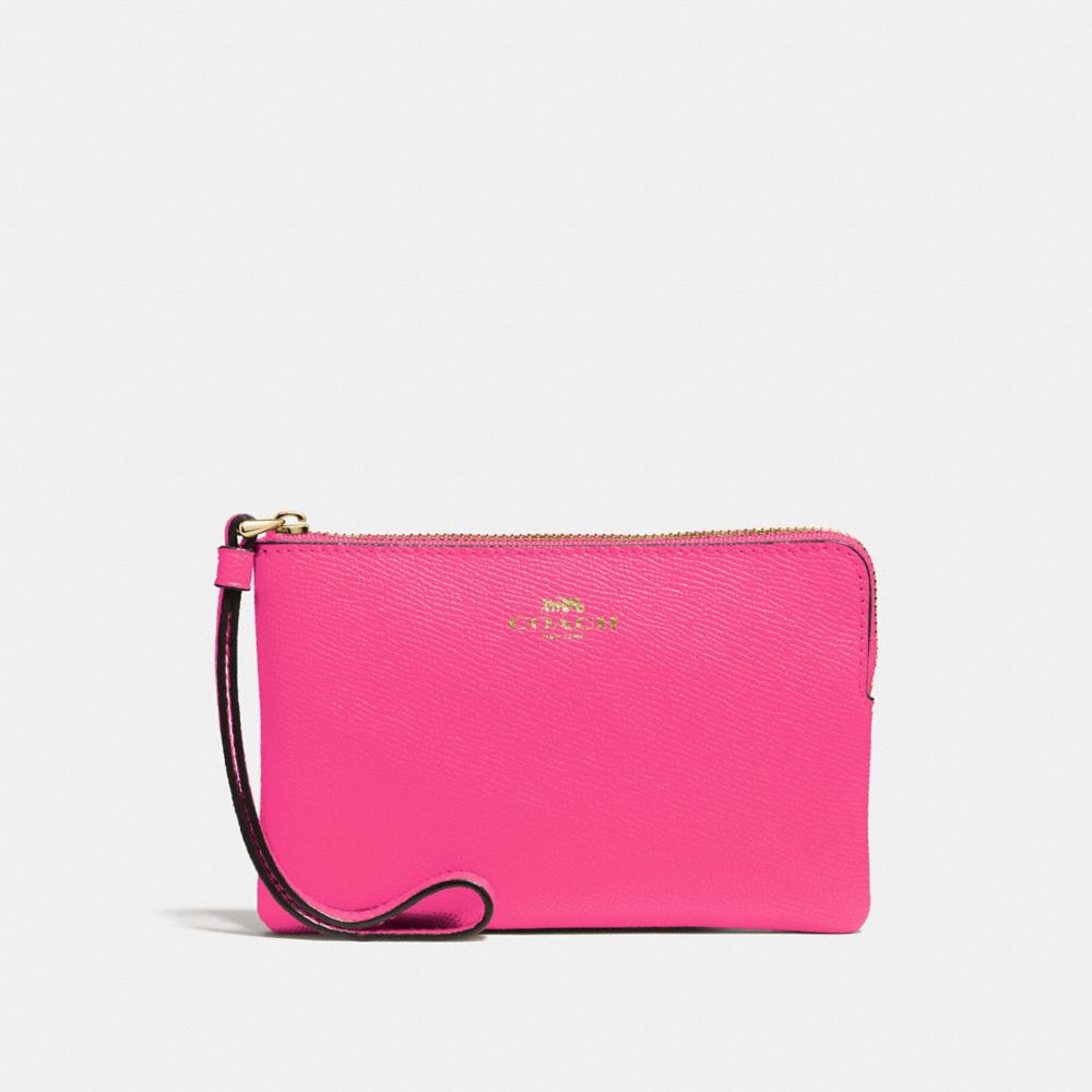 COACH F58032 CORNER ZIP WRISTLET PINK-RUBY/GOLD