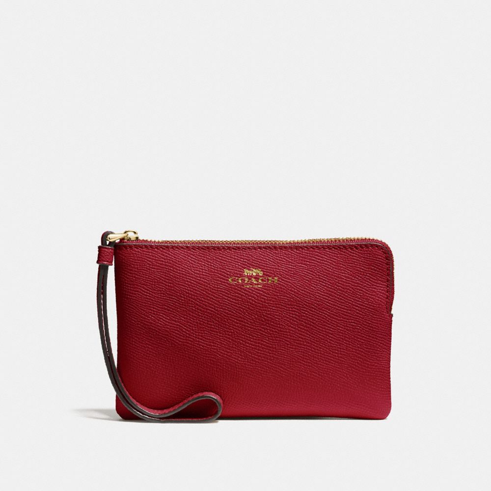 COACH CORNER ZIP WRISTLET - CHERRY /LIGHT GOLD - F58032