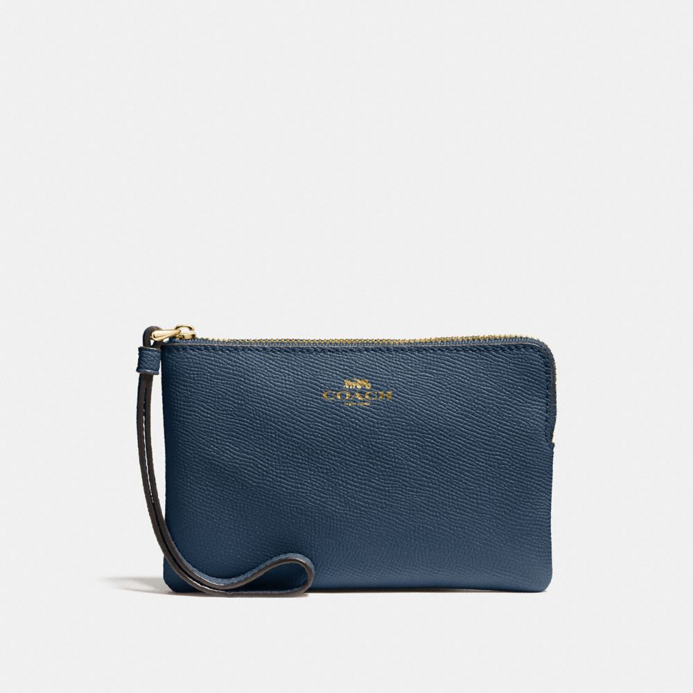 COACH CORNER ZIP WRISTLET - DENIM/LIGHT GOLD - F58032