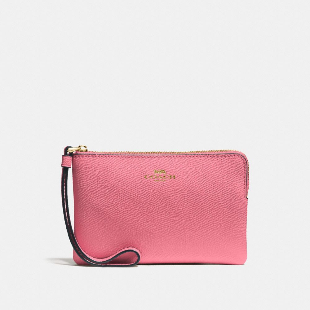 COACH CORNER ZIP WRISTLET - STRAWBERRY/IMITATION GOLD - F58032