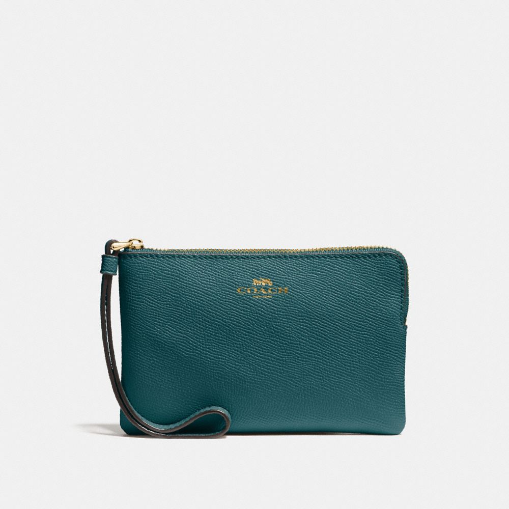 CORNER ZIP WRISTLET - DARK TURQUOISE/LIGHT GOLD - COACH F58032