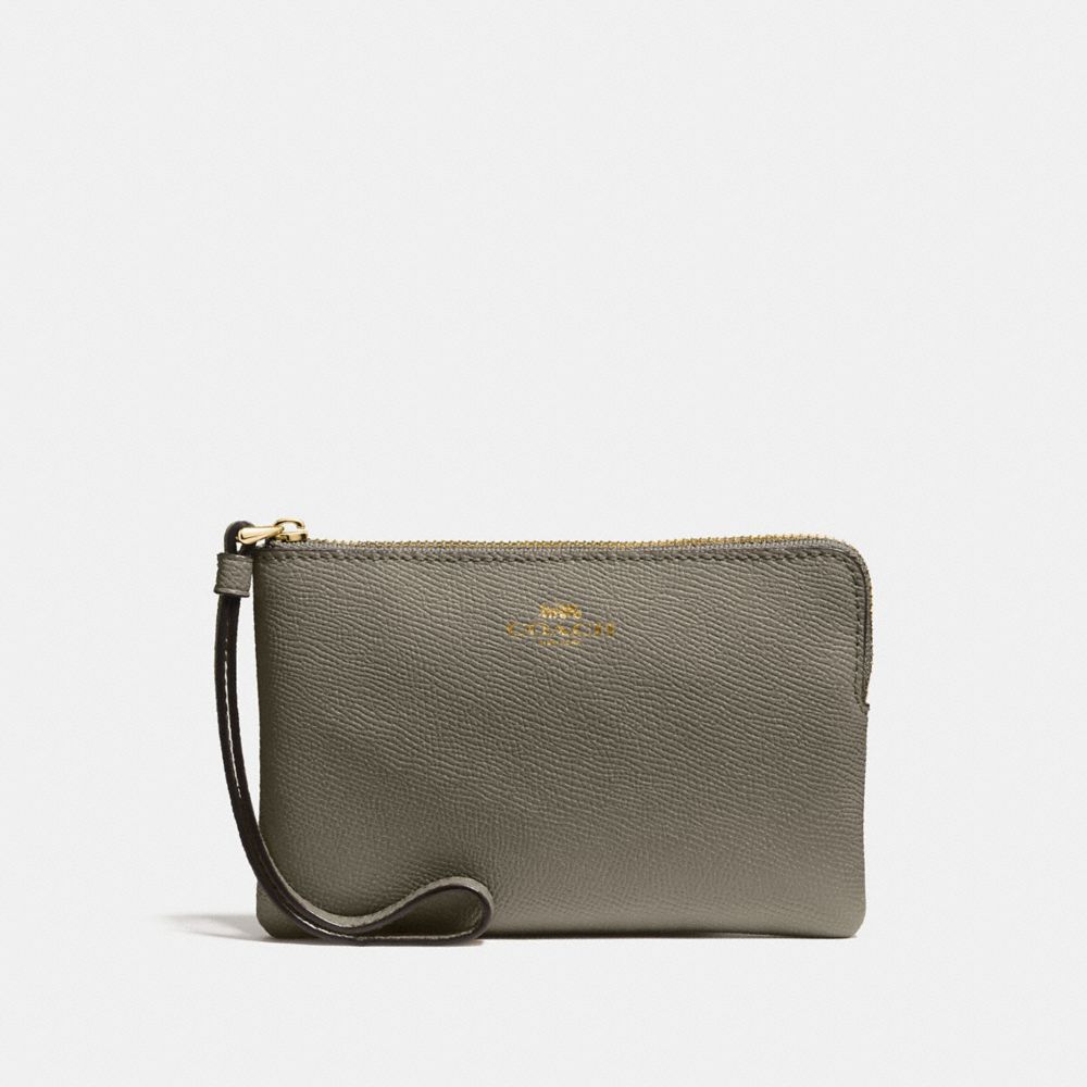 COACH F58032 CORNER ZIP WRISTLET MILITARY GREEN/GOLD