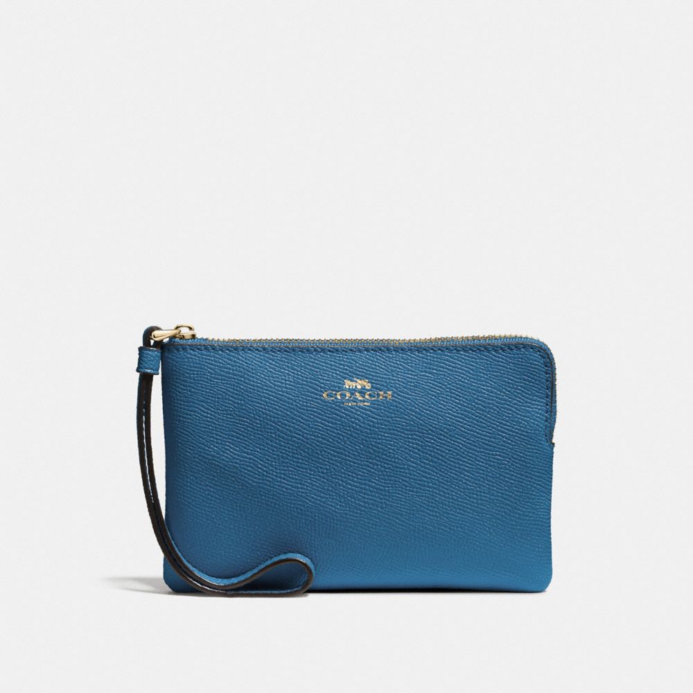 COACH F58032 CORNER ZIP WRISTLET INK-BLUE/LIGHT-GOLD