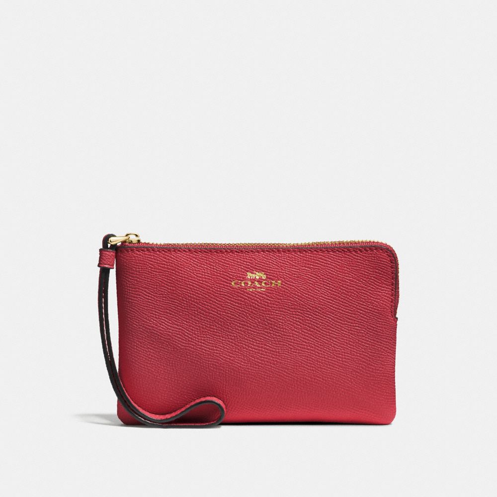 COACH F58032 - CORNER ZIP WRISTLET WASHED RED/GOLD