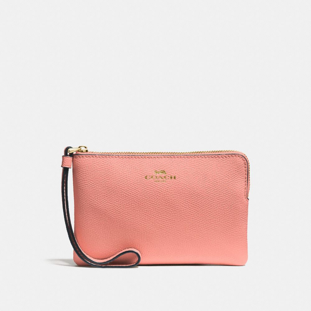 COACH F58032 Corner Zip Wristlet LIGHT CORAL/GOLD