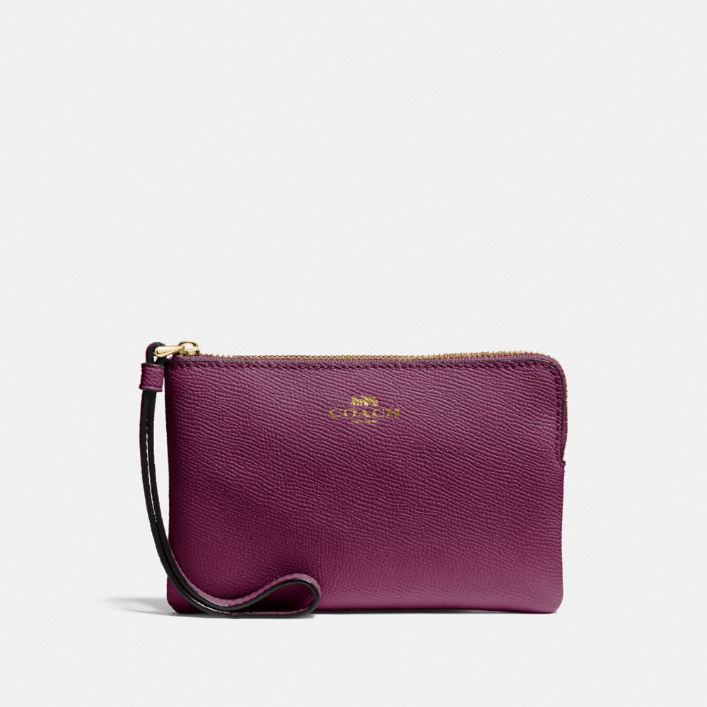 COACH F58032 Corner Zip Wristlet IM/DARK BERRY