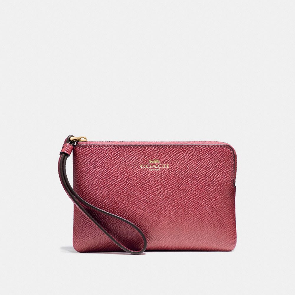 COACH F58032 CORNER ZIP WRISTLET LIGHT-GOLD/ROUGE