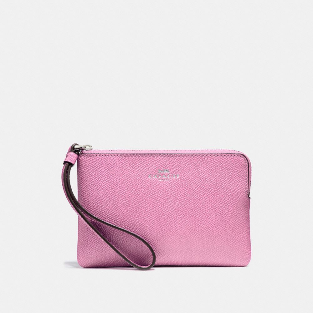 COACH F58032 CORNER ZIP WRISTLET BLACK-ANTIQUE-NICKEL/NEON-PINK