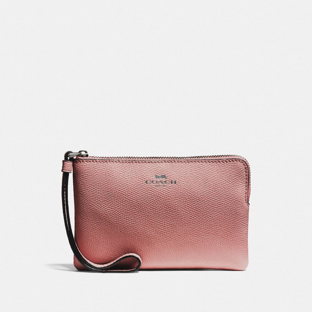 COACH F58032 CORNER ZIP WRISTLET QB/METALLIC DARK BLUSH