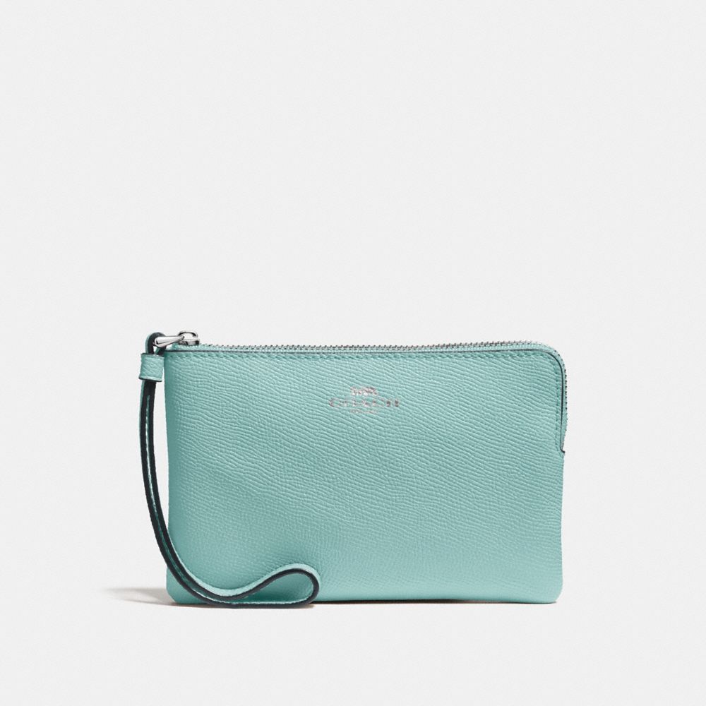 COACH F58032 - CORNER ZIP WRISTLET AQUAMARINE/SILVER