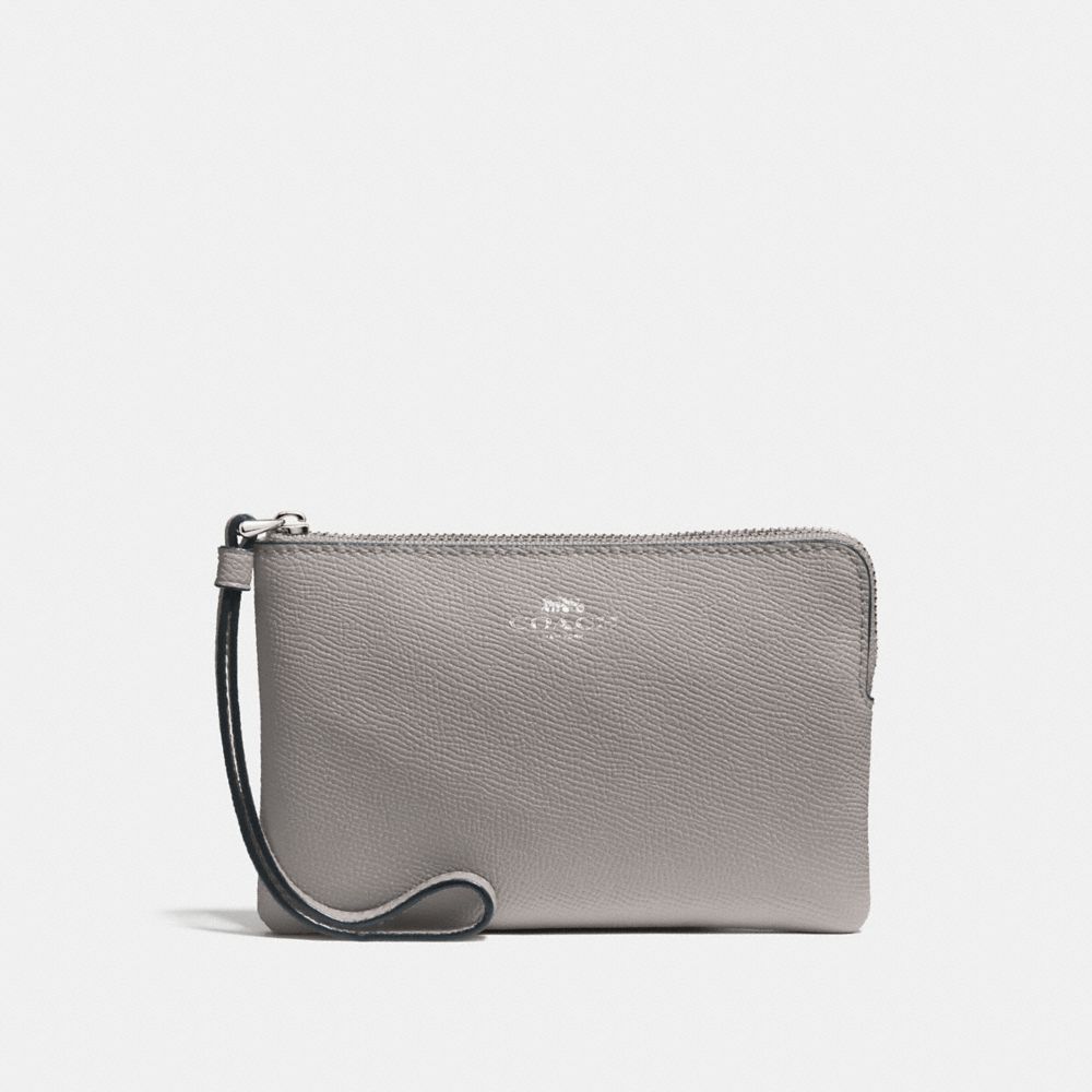 COACH F58032 Corner Zip Wristlet GREY BIRCH/SILVER