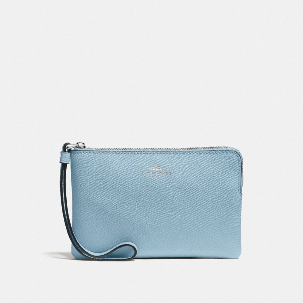 COACH CORNER ZIP WRISTLET - CORNFLOWER/SILVER - F58032