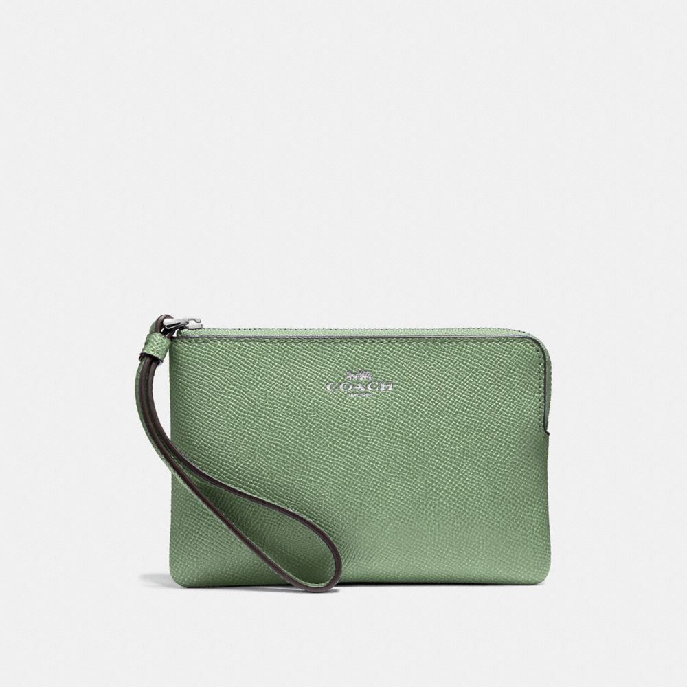 COACH CORNER ZIP WRISTLET - CLOVER/SILVER - f58032