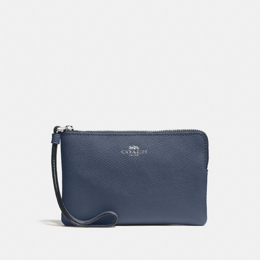 COACH CORNER ZIP WRISTLET - DENIM/SILVER - F58032