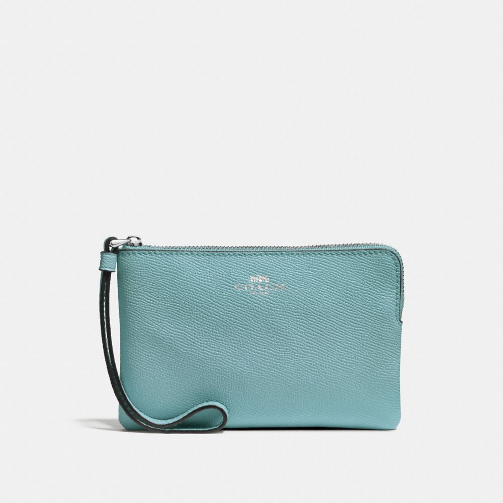 COACH F58032 - CORNER ZIP WRISTLET SEAFOAM/SILVER