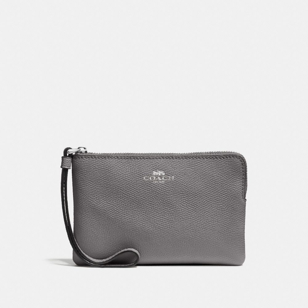 COACH F58032 - CORNER ZIP WRISTLET HEATHER GREY/SILVER