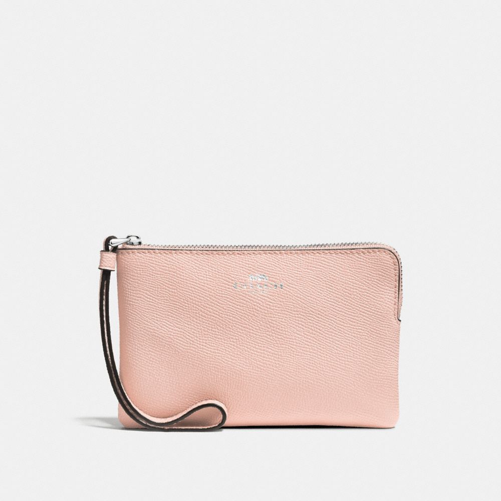 COACH F58032 - CORNER ZIP WRISTLET LIGHT PINK/SILVER