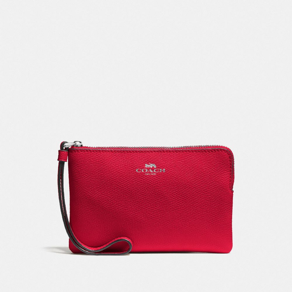 COACH F58032 CORNER ZIP WRISTLET BRIGHT-CARDINAL/SILVER