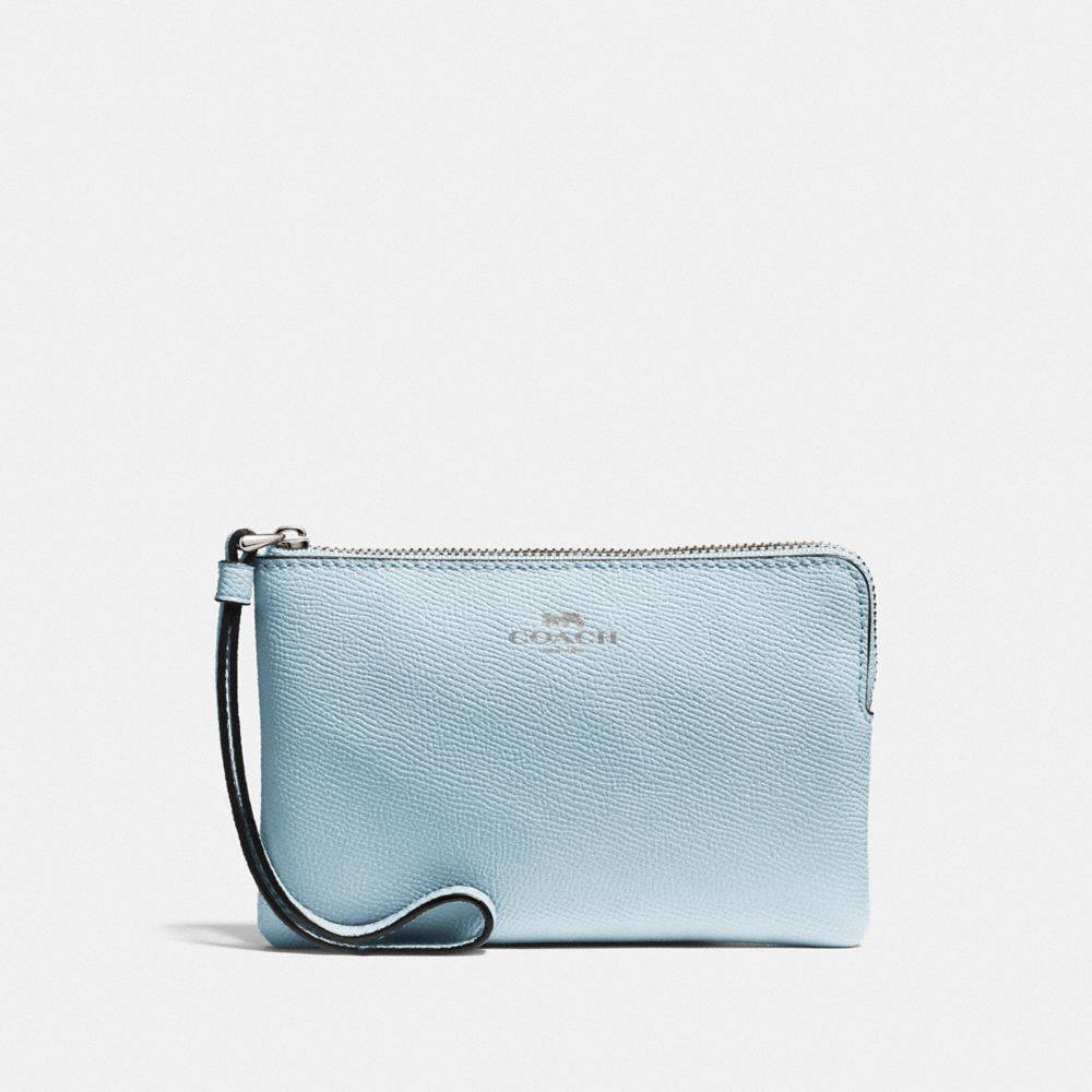 COACH F58032 Corner Zip Wristlet SV/PALE BLUE