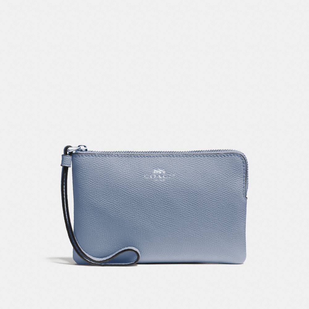 COACH F58032 Corner Zip Wristlet STEEL BLUE