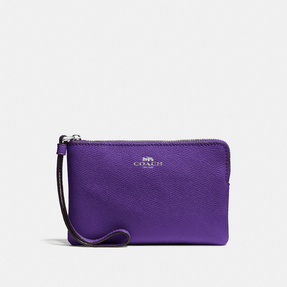 COACH F58032 Corner Zip Wristlet SILVER/VIOLET