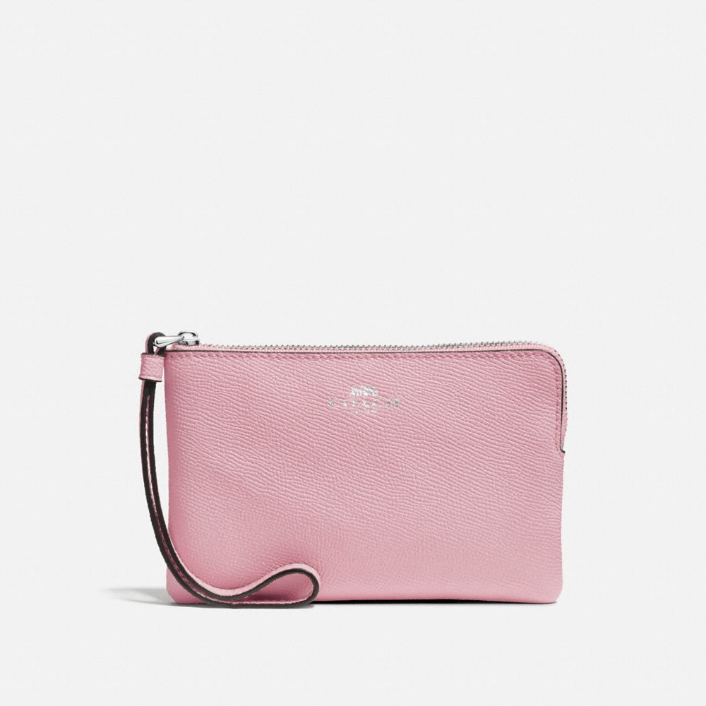 COACH CORNER ZIP WRISTLET - CARNATION/SILVER - F58032