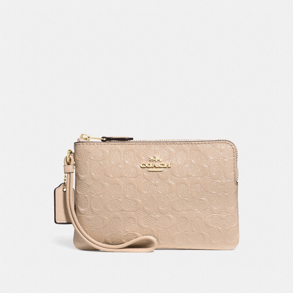 CORNER ZIP WRISTLET IN SIGNATURE DEBOSSED PATENT LEATHER - COACH  f58034 - IMITATION GOLD/PLATINUM