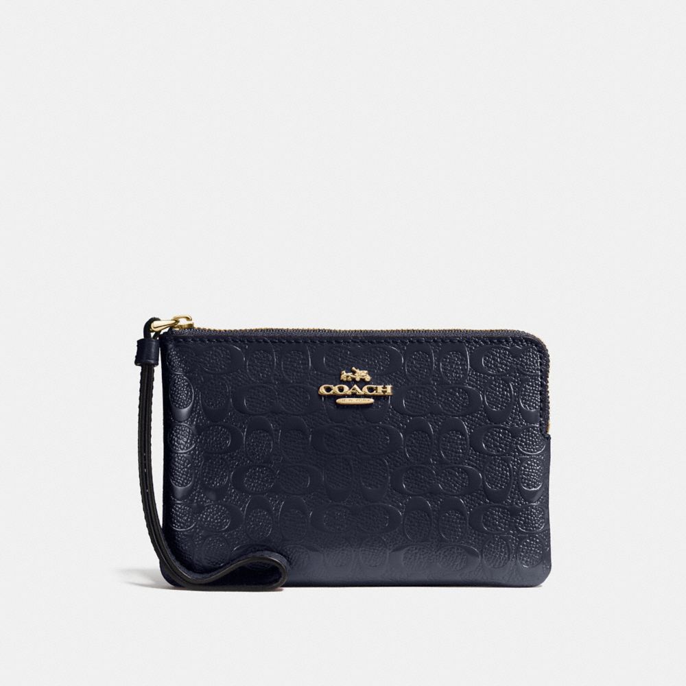 COACH f58034 CORNER ZIP WRISTLET MIDNIGHT/IMITATION GOLD