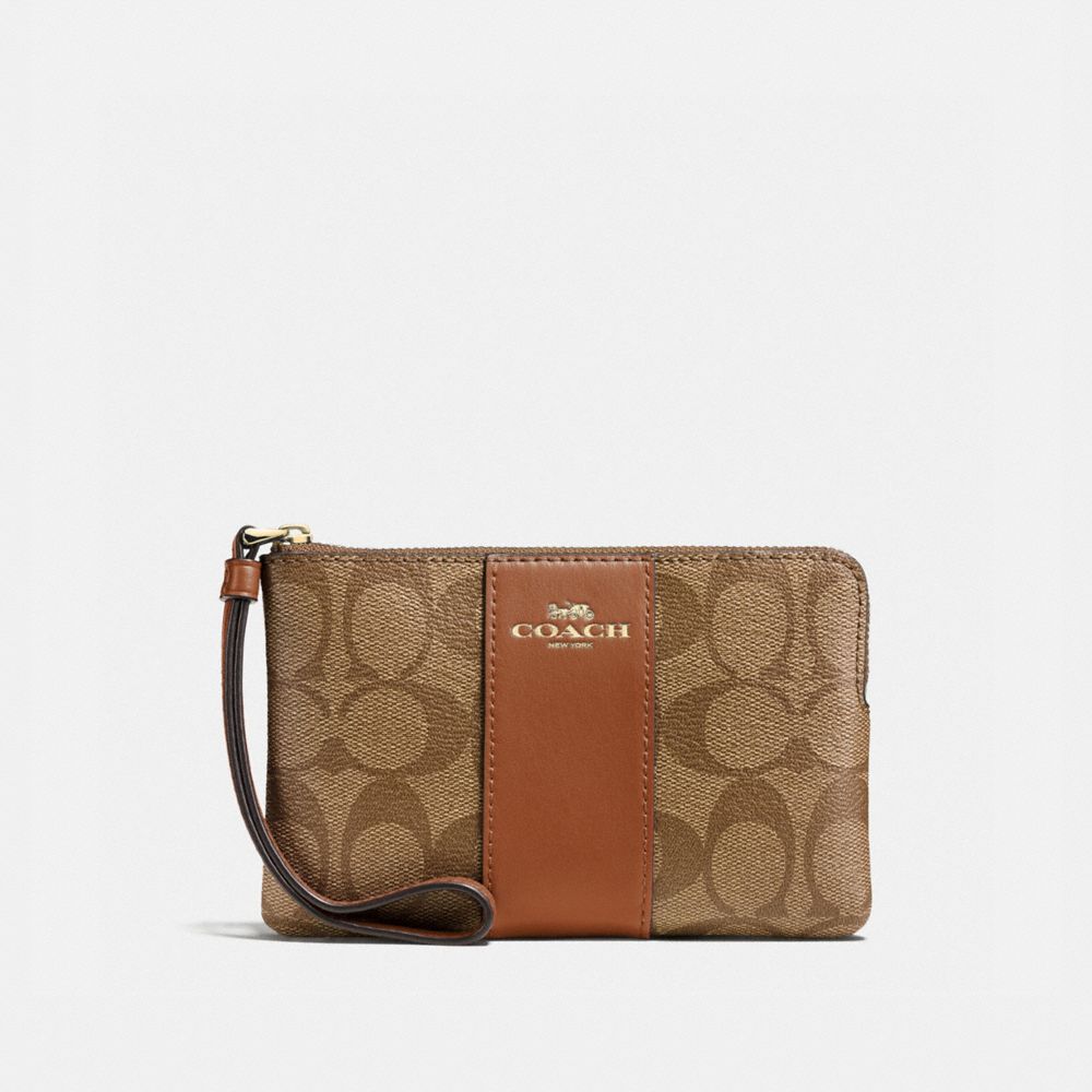 CORNER ZIP WRISTLET - LIGHT GOLD/KHAKI - COACH F58035