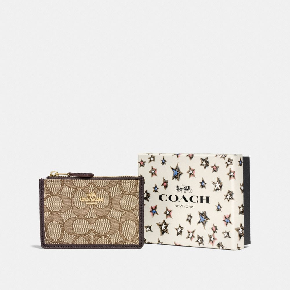 COACH F58040 - BOXED MINI SKINNY ID CASE IN SIGNATURE JACQUARD LI/KHAKI/BROWN