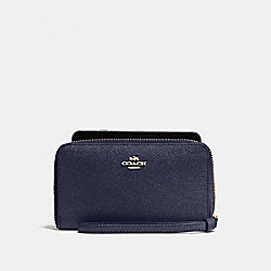 COACH PHONE WALLET IN CROSSGRAIN LEATHER - IMITATION GOLD/MIDNIGHT - F58053