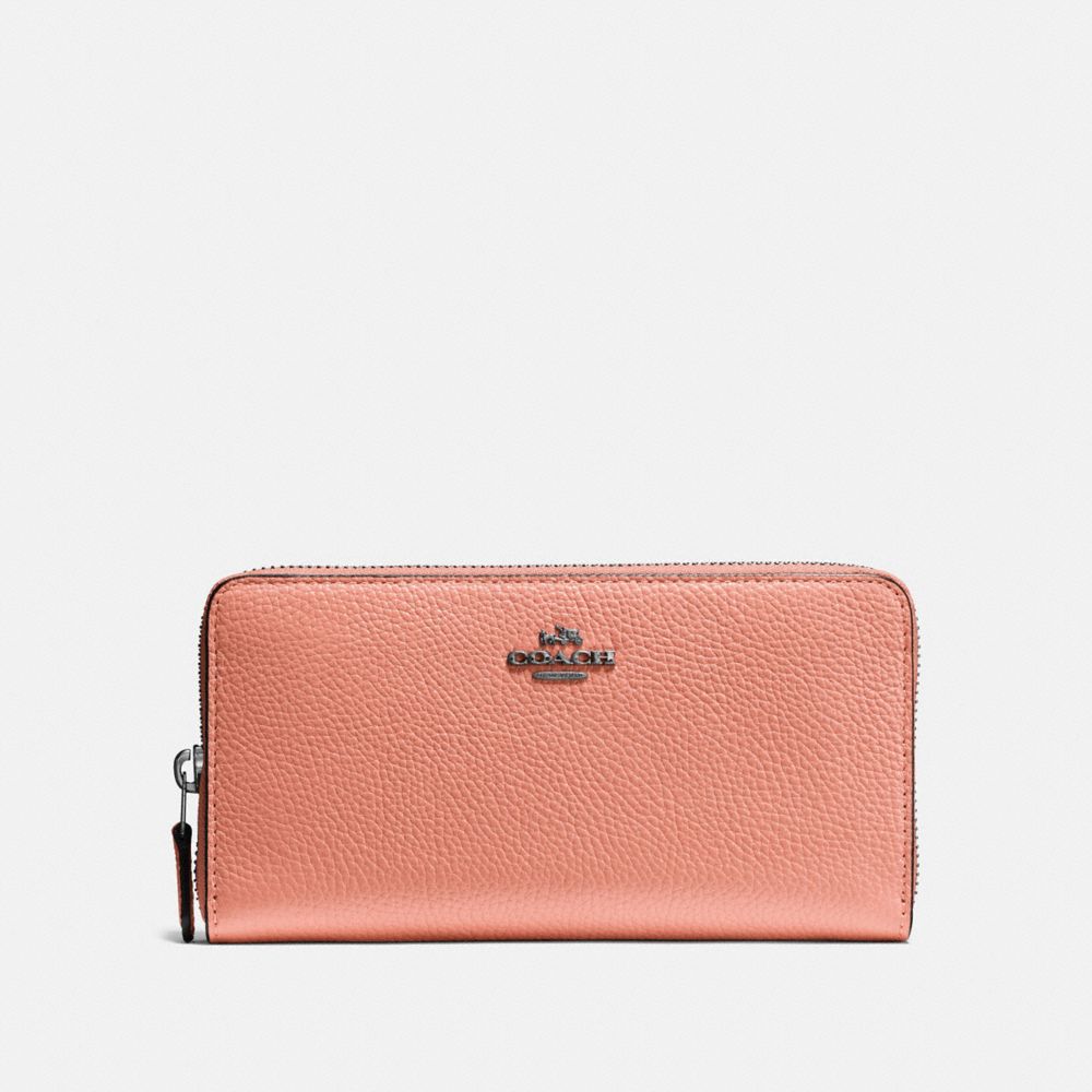 COACH ACCORDION ZIP WALLET - MELON/DARK GUNMETAL - F58059