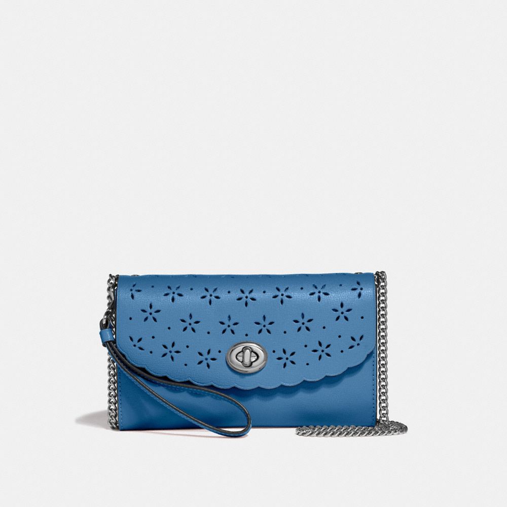 COACH CHAIN CROSSBODY - SKY BLUE/MIDNIGHT/SILVER - F58072