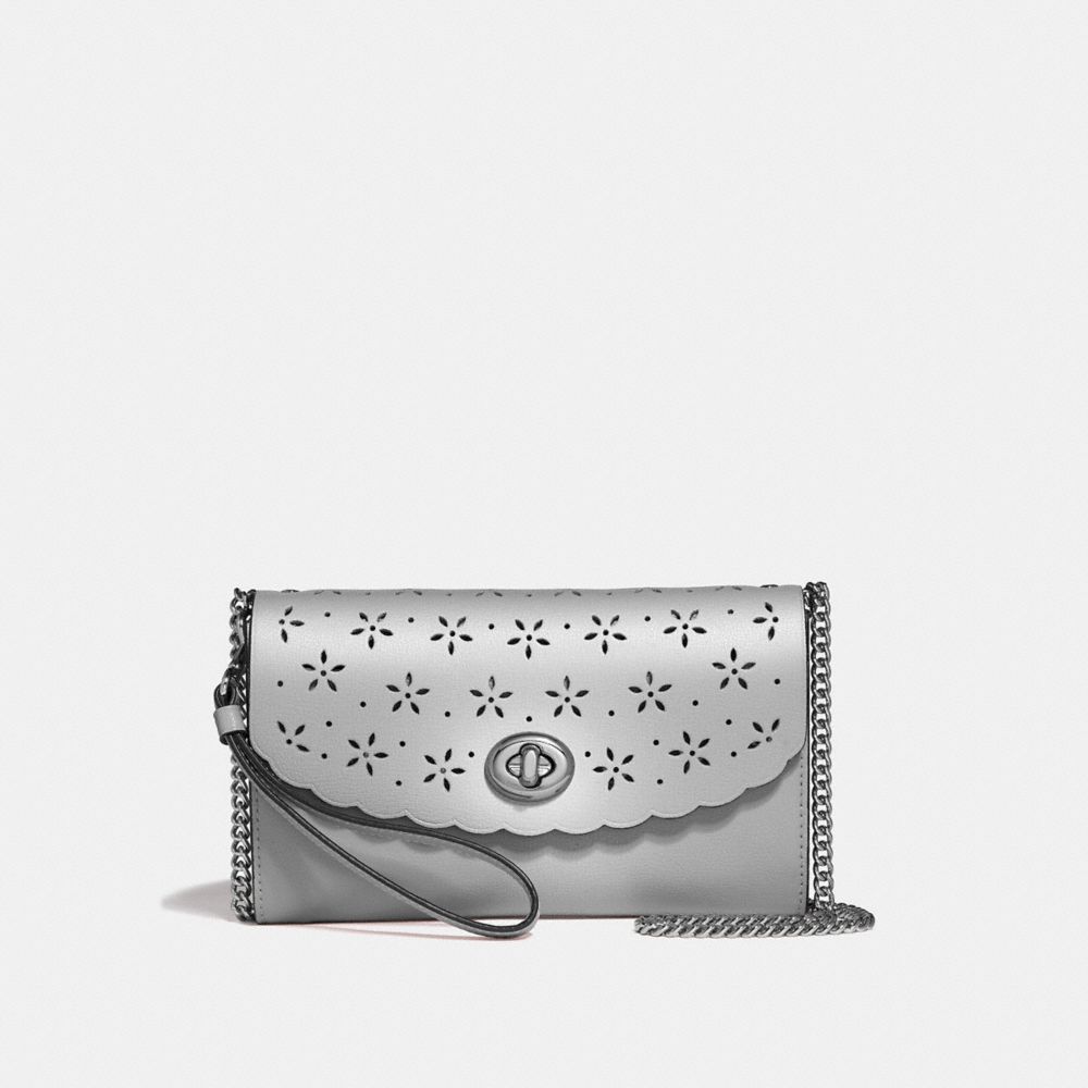 COACH F58072 CHAIN CROSSBODY METALLIC SILVER/CORNFLOWER/SILVER