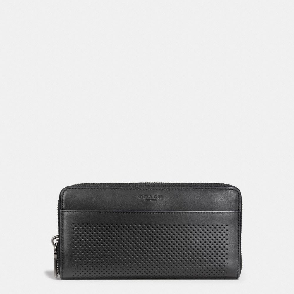 COACH F58104 Accordion Wallet In Perforated Leather BLACK