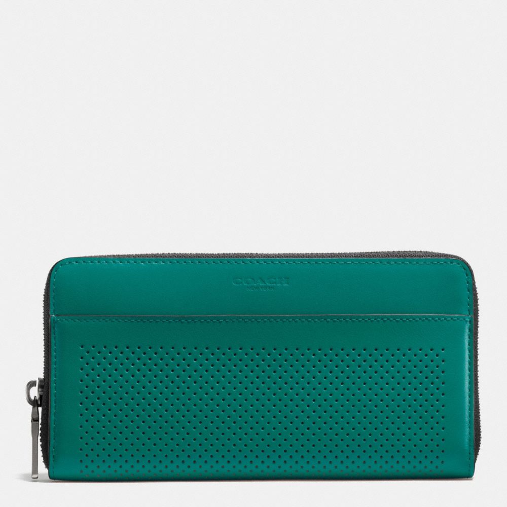ACCORDION WALLET IN PERFORATED LEATHER - f58104 - SEAGREEN/BLACK