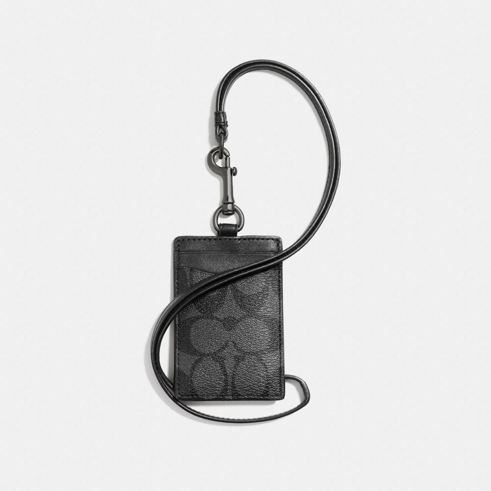 COACH ID LANYARD IN SIGNATURE CANVAS - CHARCOAL/BLACK - F58106