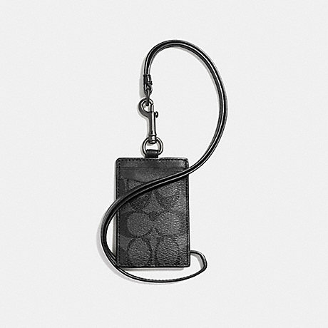 COACH ID LANYARD IN SIGNATURE CANVAS - CHARCOAL/BLACK - F58106