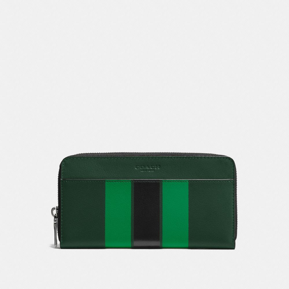 COACH F58109 Accordion Wallet In Varsity Leather PALM/PINE/BLACK