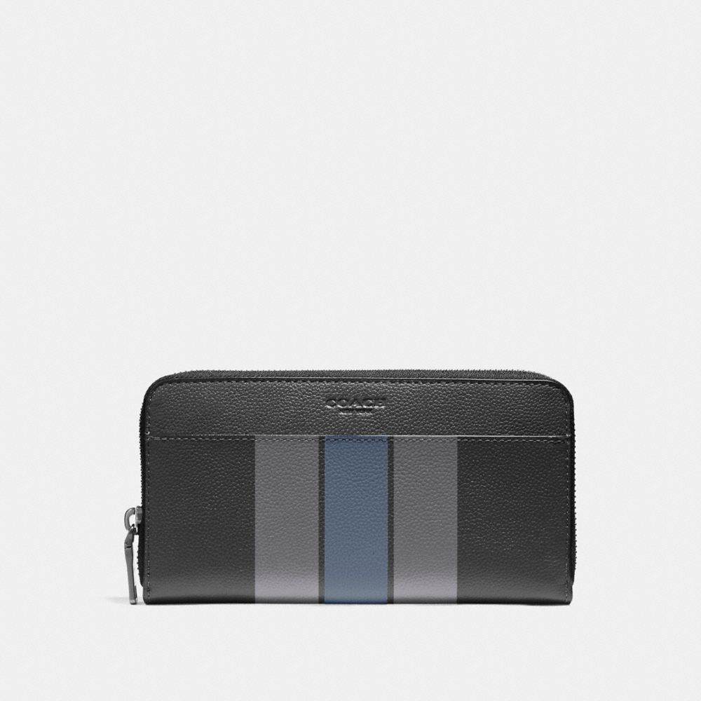COACH F58109 Accordion Wallet In Varsity Leather BLACK/GRAPHITE/DARK DENIM