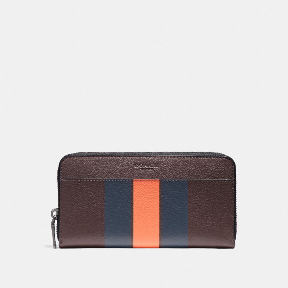 ACCORDION WALLET IN VARSITY LEATHER - f58109 - OXBLOOD/MIDNIGHT NAVY/CORAL