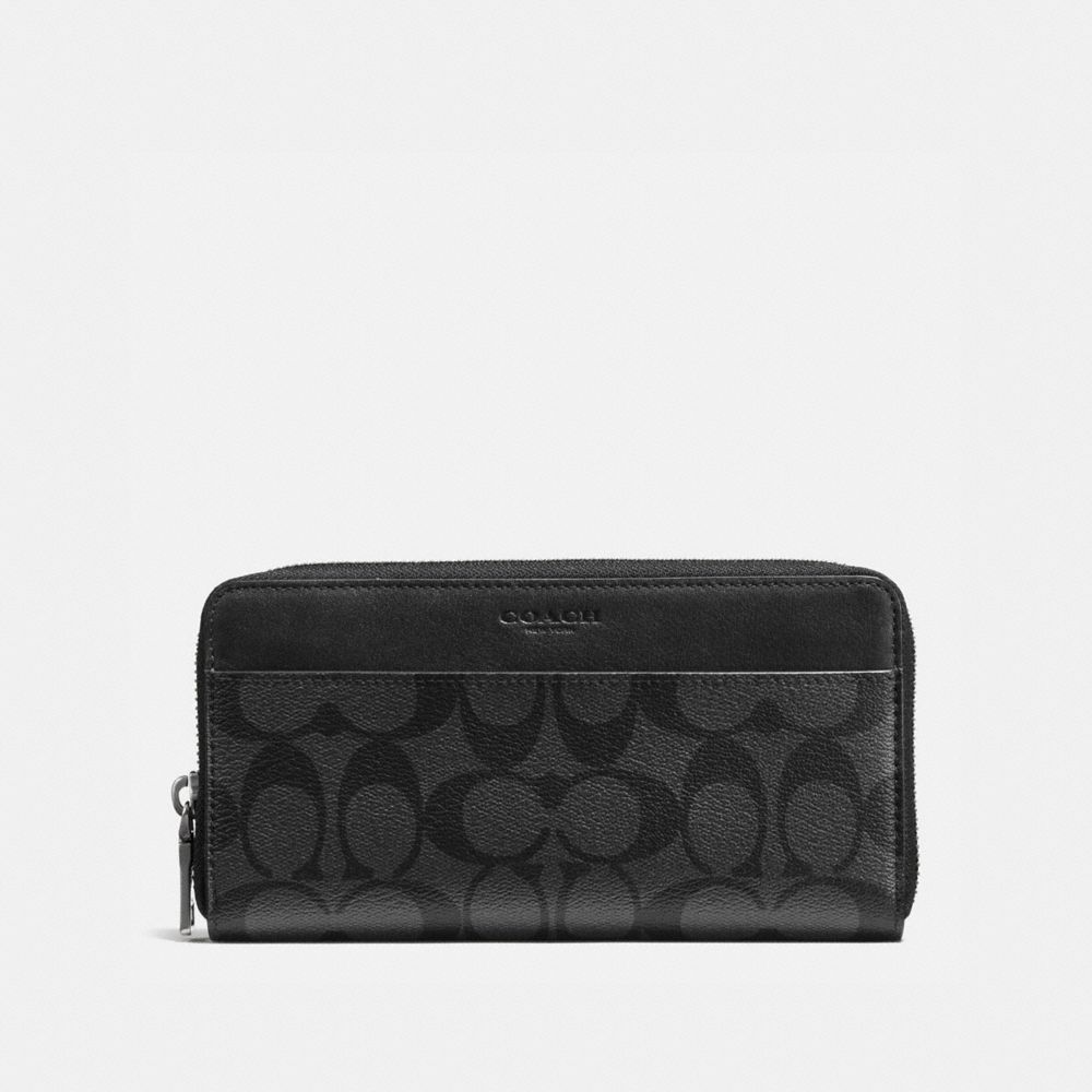 COACH F58112 - ACCORDION WALLET IN SIGNATURE CANVAS CHARCOAL/BLACK