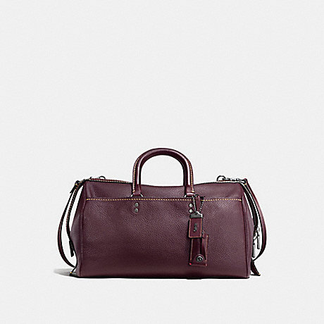 COACH ROGUE SATCHEL 36 IN GLOVETANNED PEBBLE LEATHER - BLACK COPPER/OXBLOOD - f58119