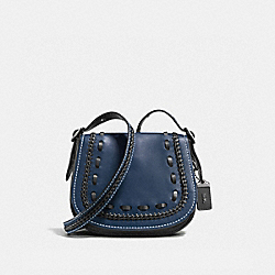 SADDLE 23 WITH WESTERN WHIPLASH DETAIL - COACH f58124 - prussian/black/Black copper