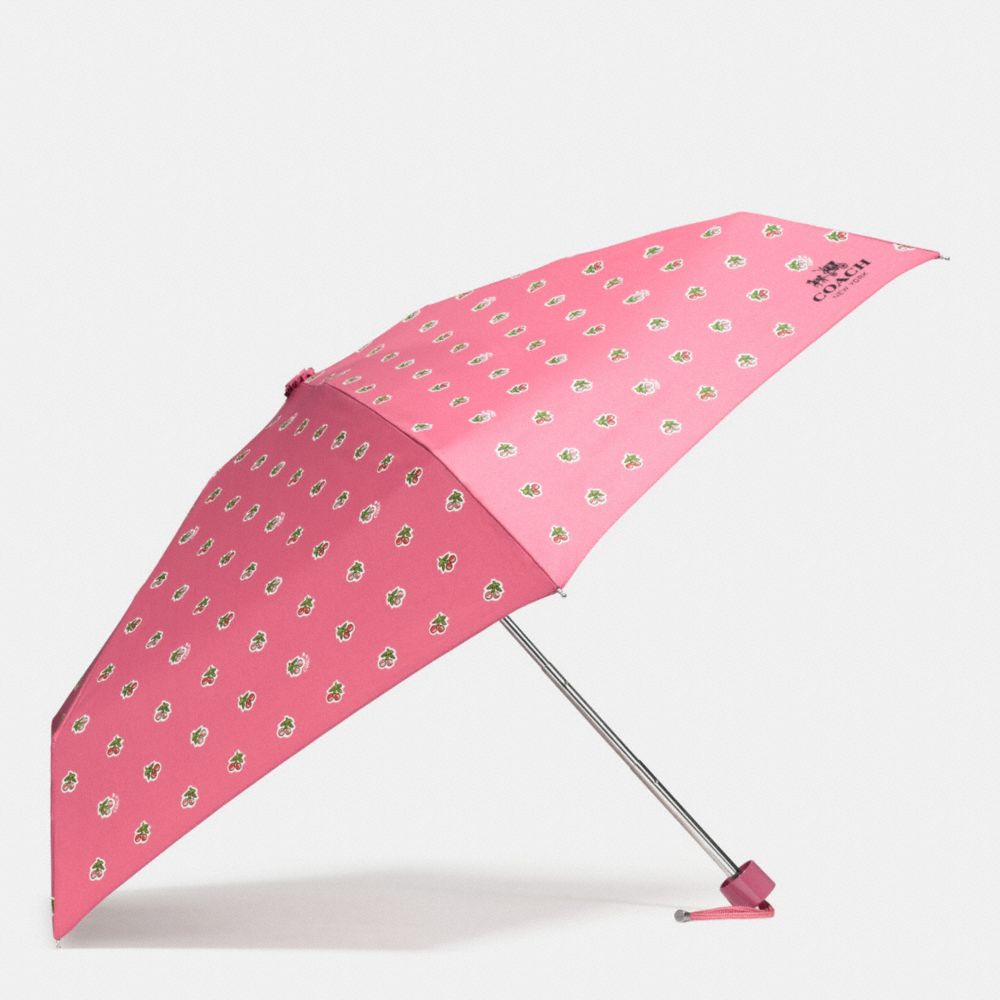COACH F58133 Mini Umbrella In Cherries Print SILVER/STRAWBERRY