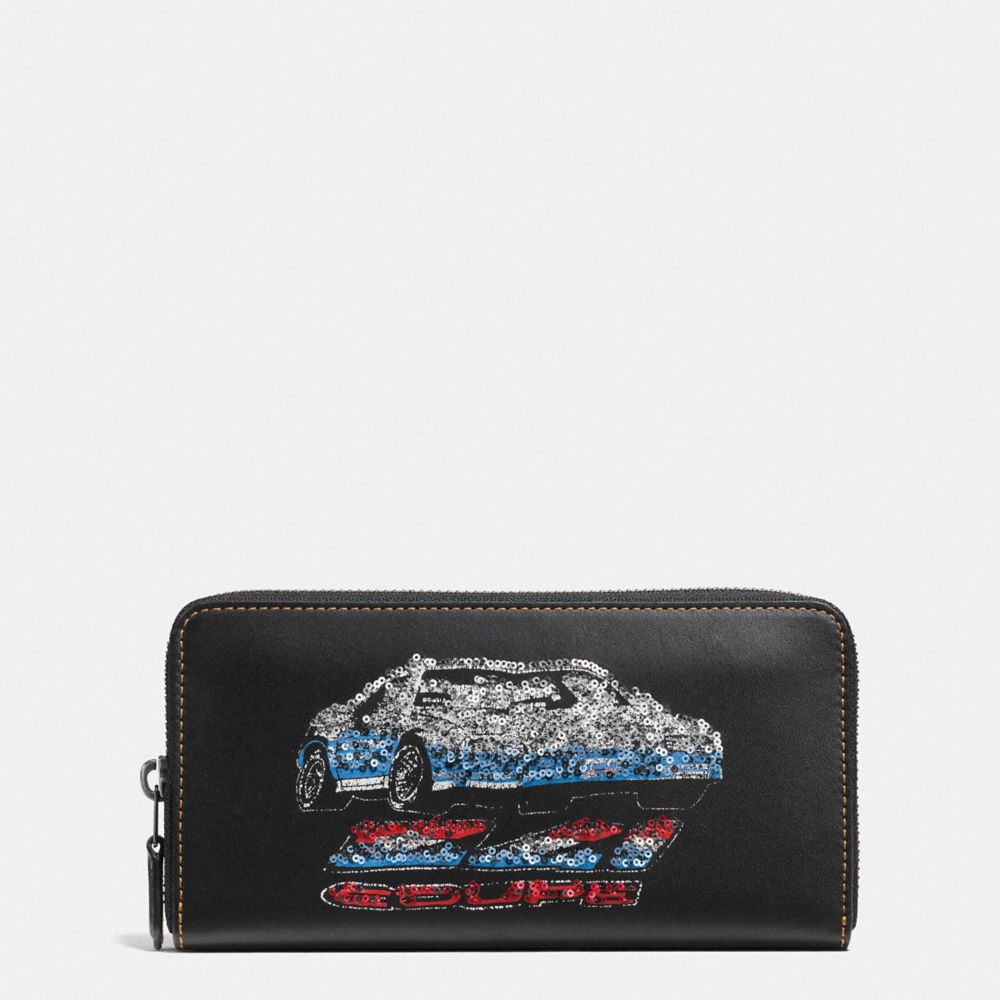 COACH F58183 Accordion Zip Wallet With Car BLACK COPPER/BLACK